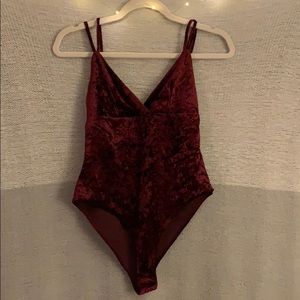 Red velvet body suit